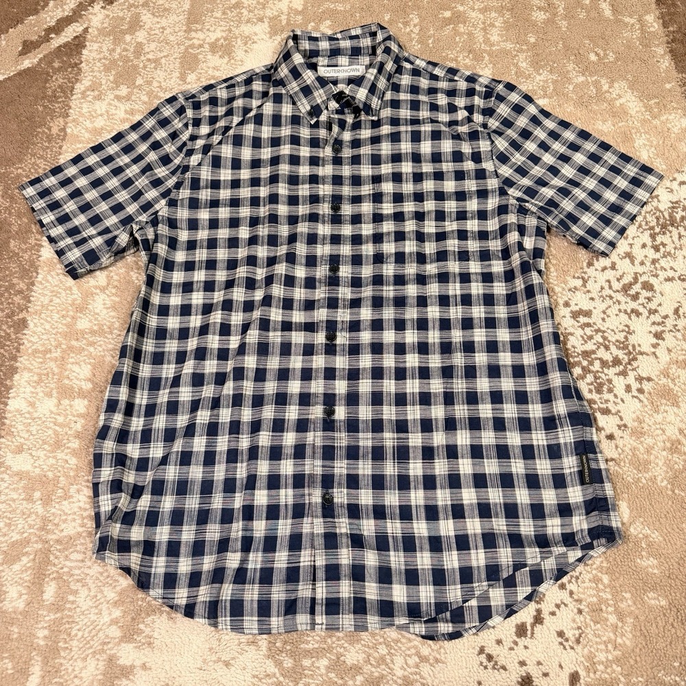 Outerknown‎ Shirt Mens Medium Nomadic SS Button Up Lightweight Organic Plaid